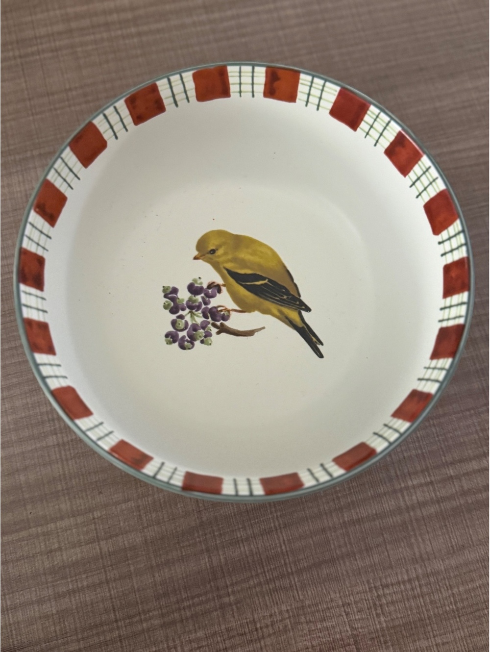 Lenox Winter Greetings Everyday Goldfinch Fine China Bowl with Festive Ribbon &
